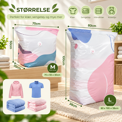 SpaceSaver™ | Smarte vakuumposer for oppbevaring – uten pumpe