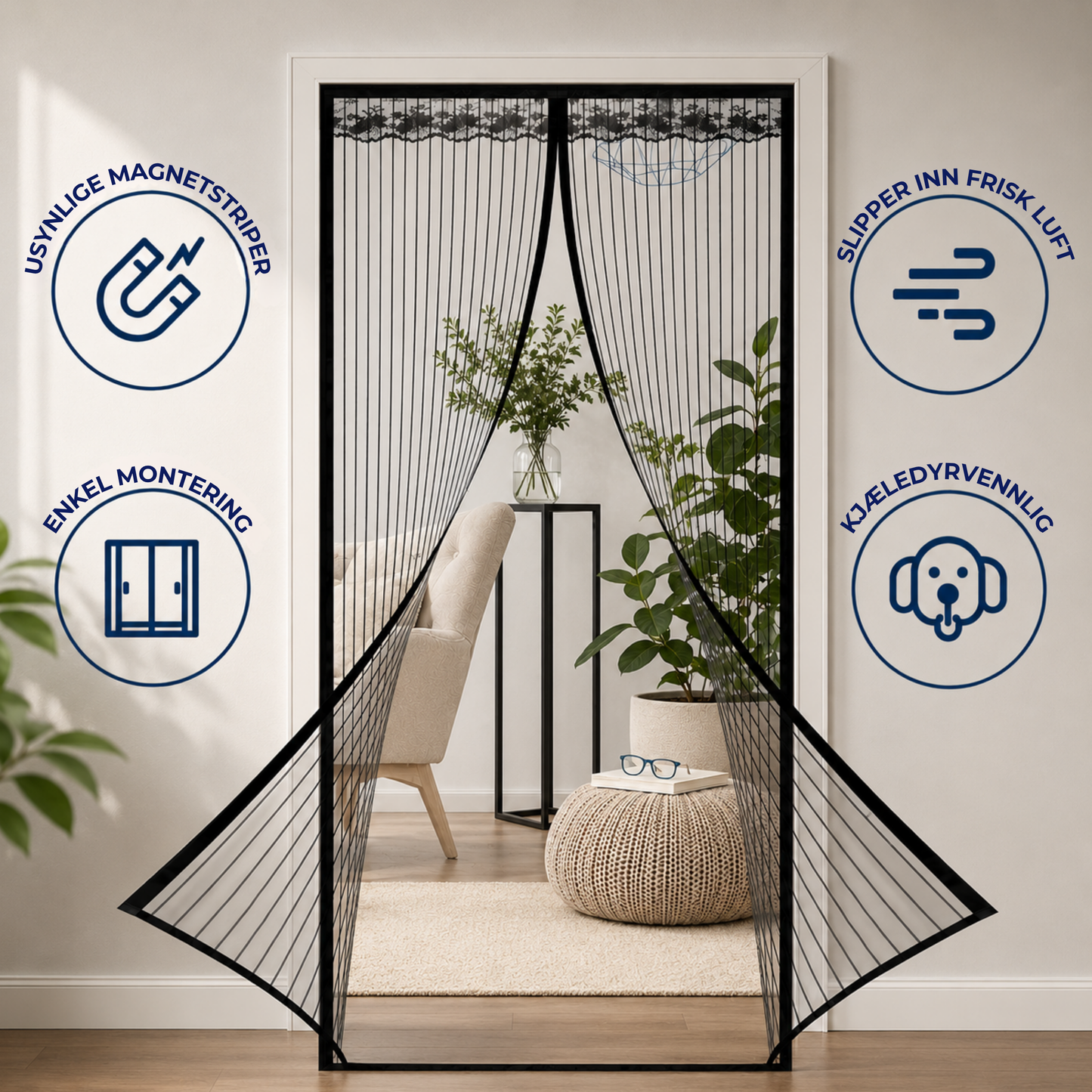 MagnetMesh™ | Sommergardin med magnetisk myggnett
