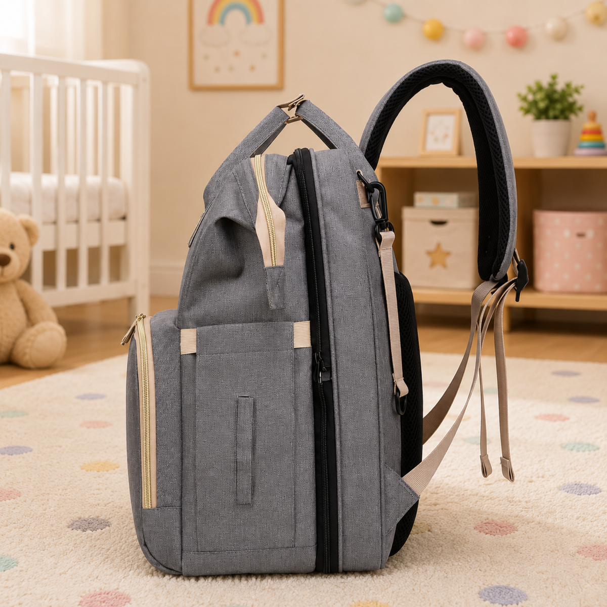 ParentPack™ | Babyryggsekk med utfellbar stelleplass