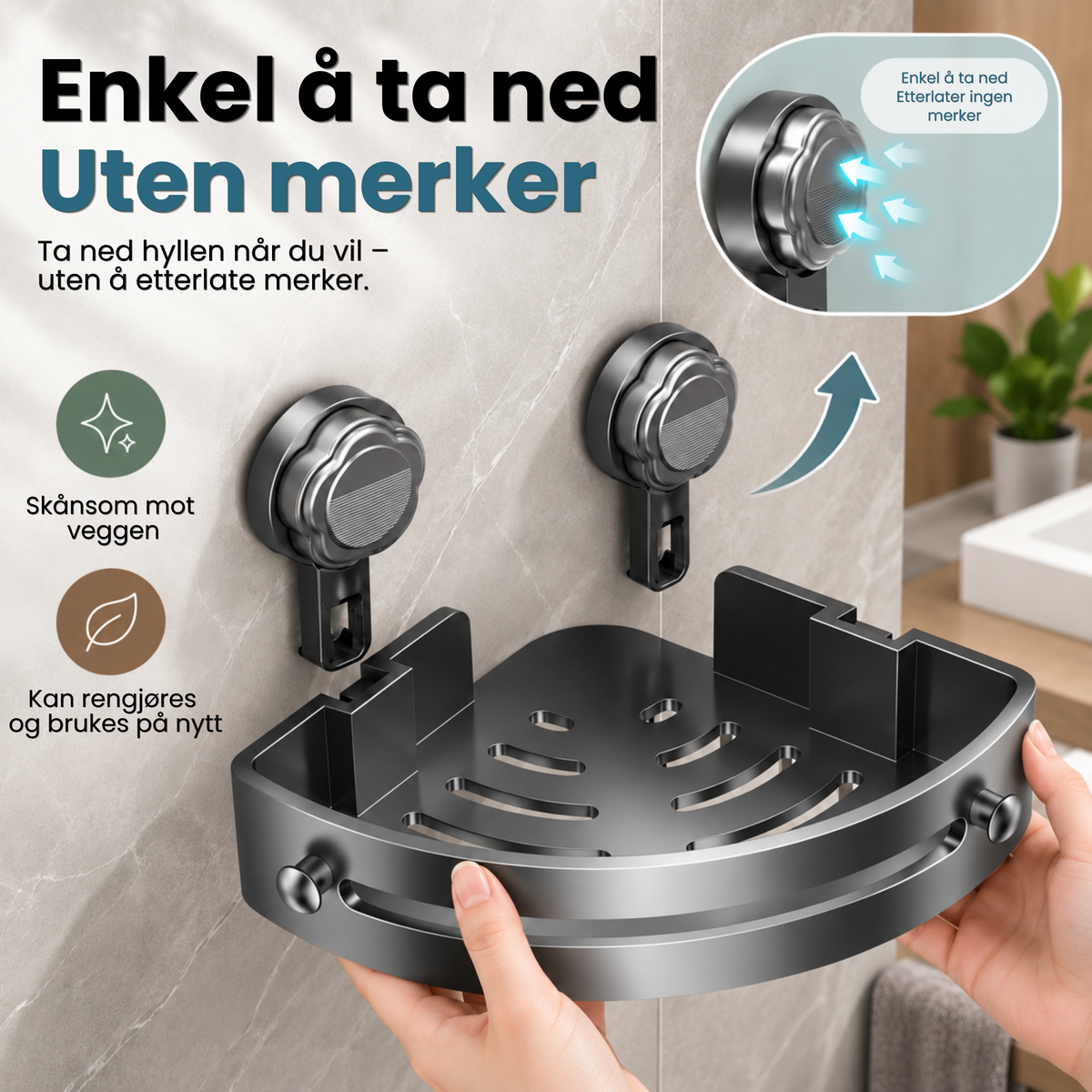 TwistLock Shelf™ | Få flaskene bort fra dusjgulvet – uten boring