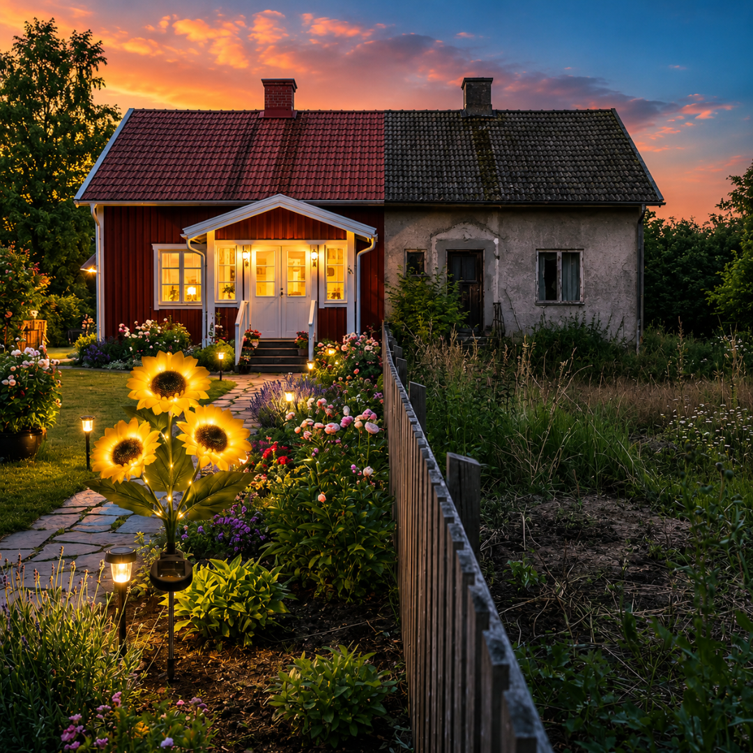 SolBlomst™ | Solcelledrevet havelampe som ser ut som en ekte solsikke