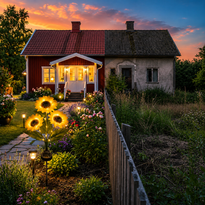 SolBlomst™ | Solcelledrevet havelampe som ser ut som en ekte solsikke