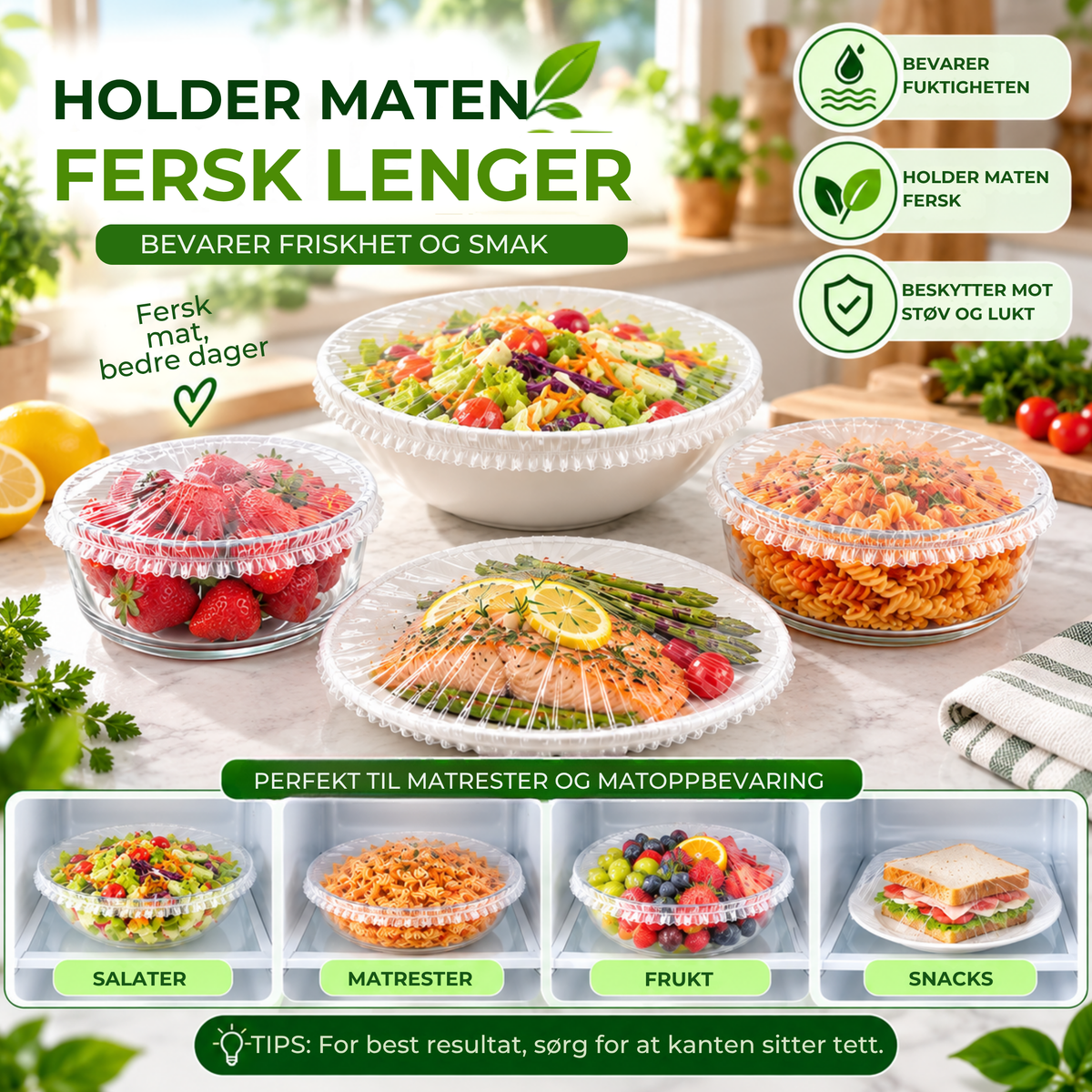 StrekkLokk™ | Elastiske matlokk for enkel oppbevaring