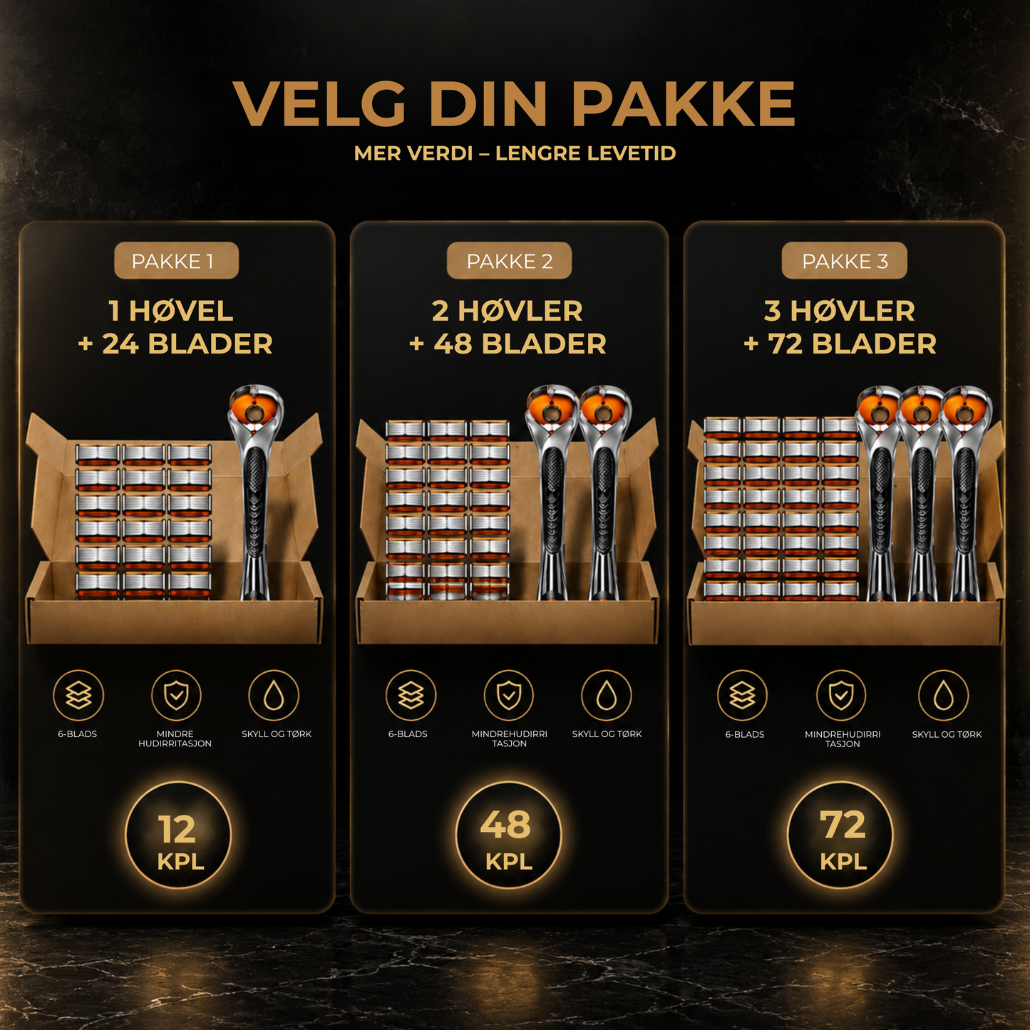 BladeCraft™ | 24 barberblader + gratis barberhøvel