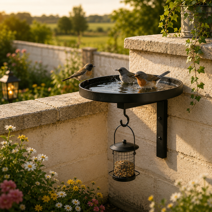 BirdBasin™ | Veggmontert fuglebad med opphengskrok