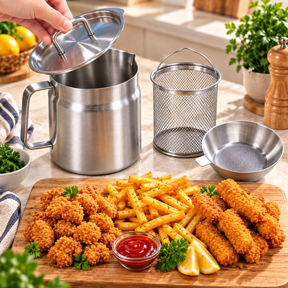 OilPot™ | Kompakt løsning for fritering, filtrering og oppbevaring