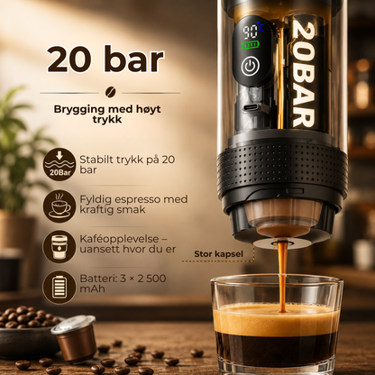 ReiseBrygger™ | 3-i-1 espressomaskin – oppladbar og selvoppvarmende