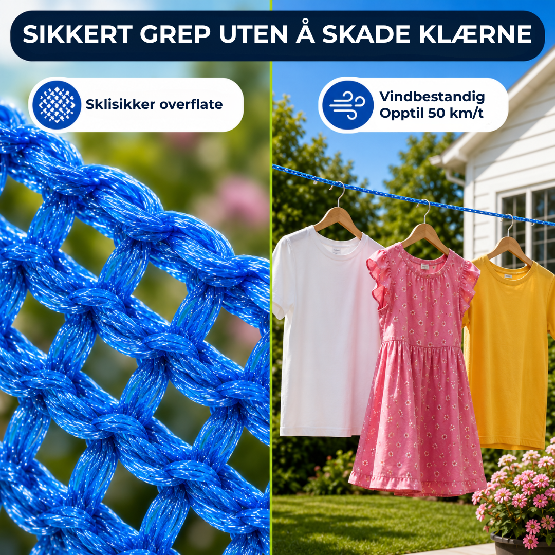 KlesGrep™ | Vindtett og sklisikker klessnor