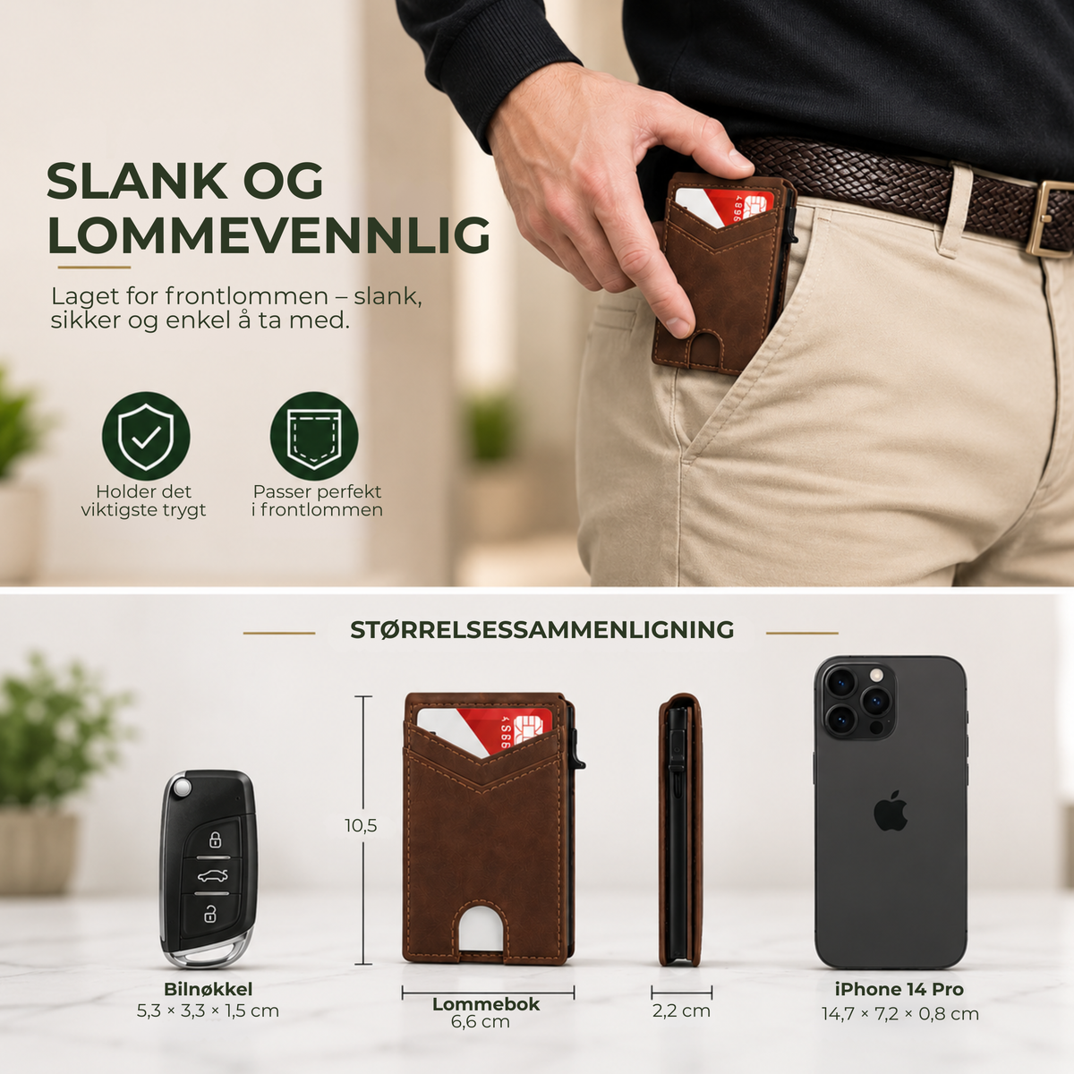 PopUp Lommebok™ | Slank RFID-lommebok med pop-up-kortholder