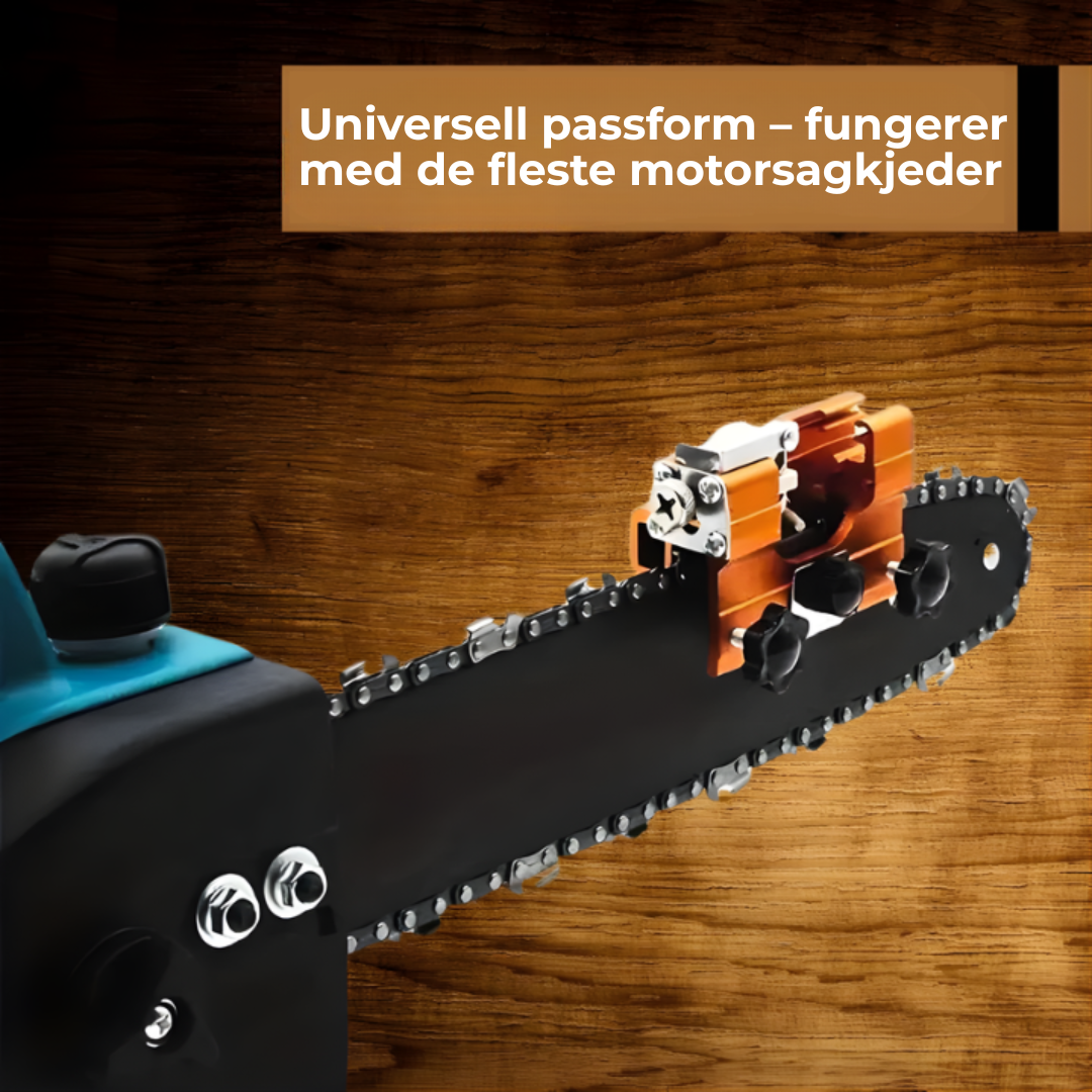 KjedeKraft™ | Rask, presis og enkel motorsågssliping hjemme