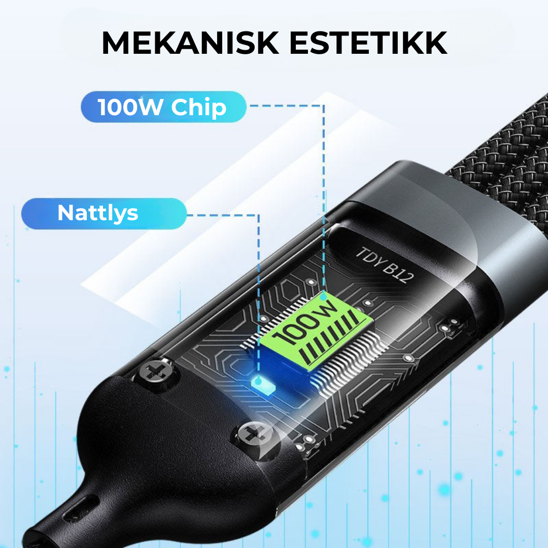 UltraLys 3-i-1 SuperHurtig Ladekabel | Si farvel til tomme batterier ✅