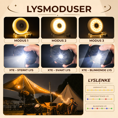 StringGlow™ | Campinglys med uttrekkbar lyslenke