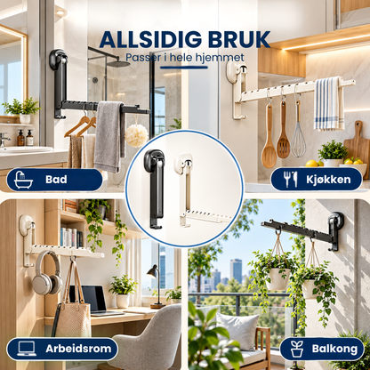 Foldio™ | Uttrekkbart sammenleggbart tørkestativ med sugekopper