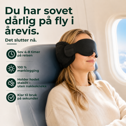 TravelRest™ | Hodestøtte med integrert sovemaske
