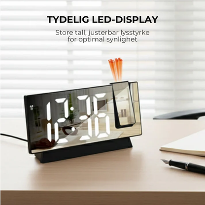 TidGlow™ | Start dagen smartere – LED-projeksjonsvekkerklokke for perfekt timing