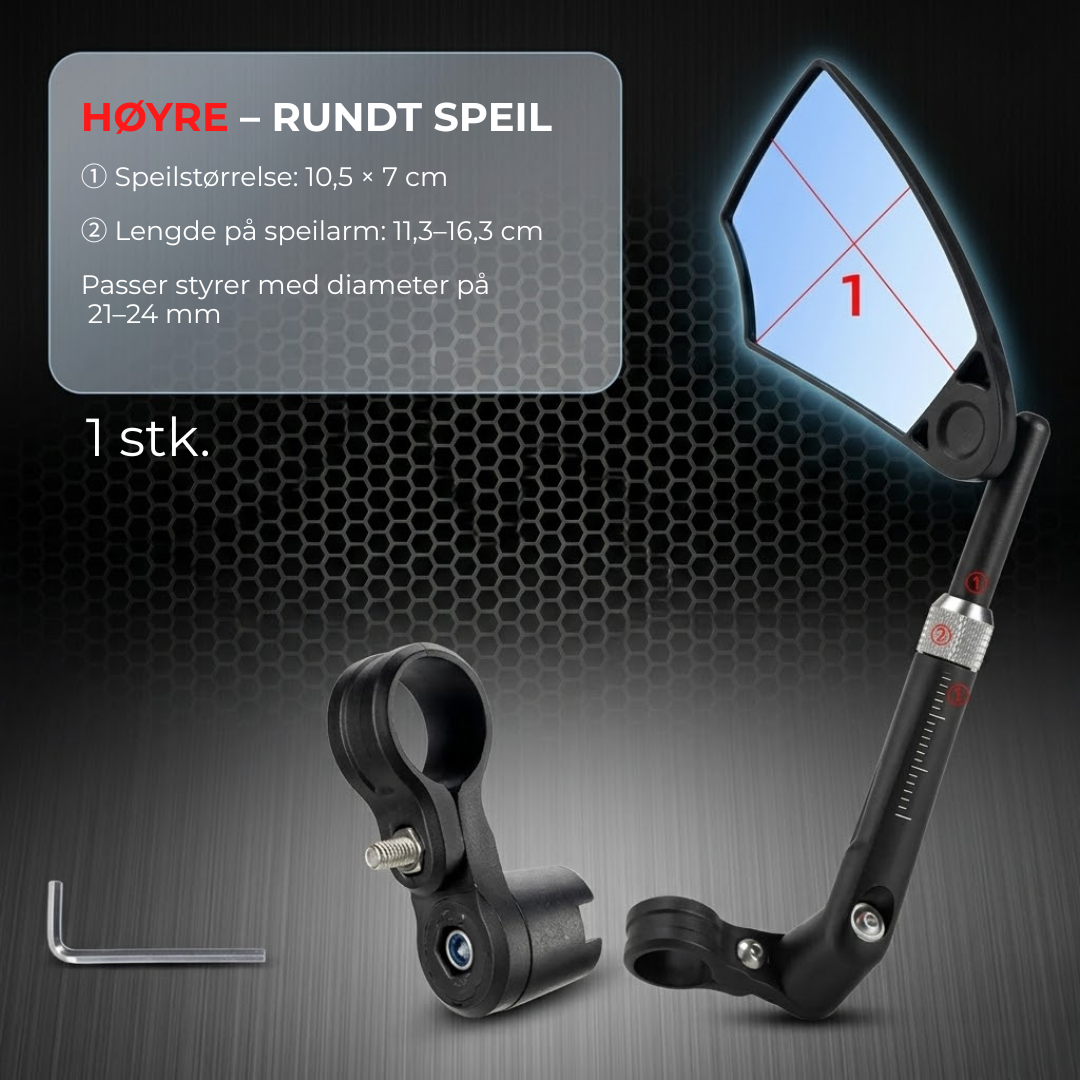 RideView™ | 360° Justerbart Bakspeil for Sykkelstyre