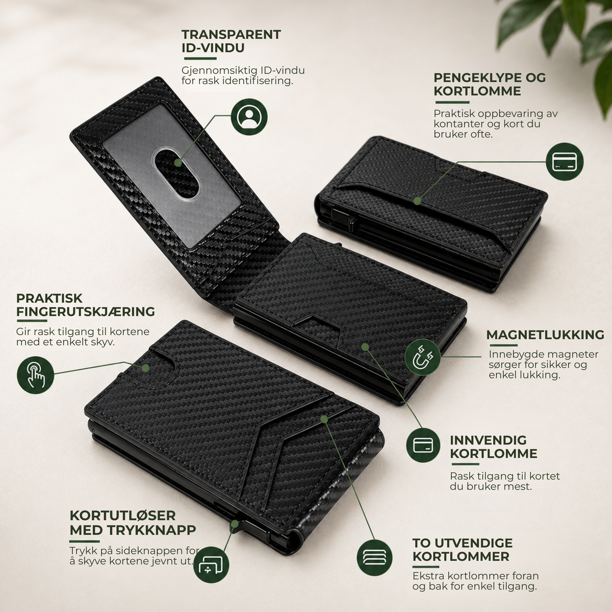 PopUp Lommebok™ | Slank RFID-lommebok med pop-up-kortholder