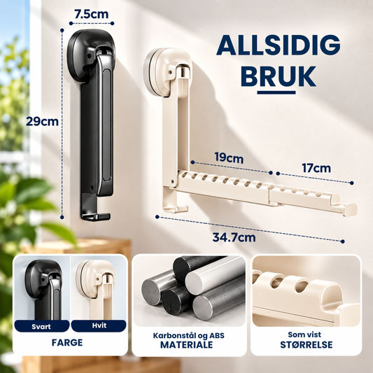 Foldio™ | Uttrekkbart sammenleggbart tørkestativ med sugekopper