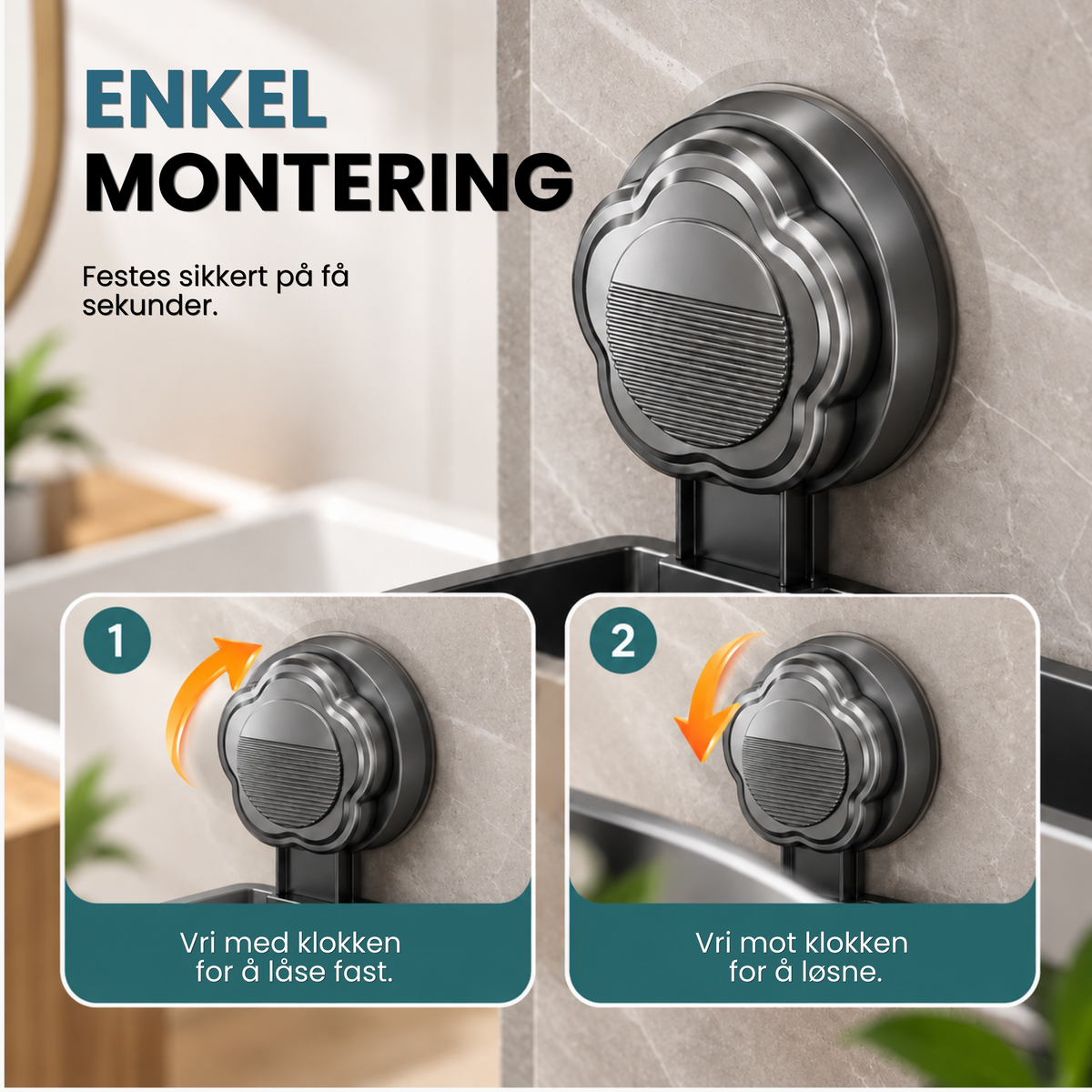 TwistLock Shelf™ | Få flaskene bort fra dusjgulvet – uten boring
