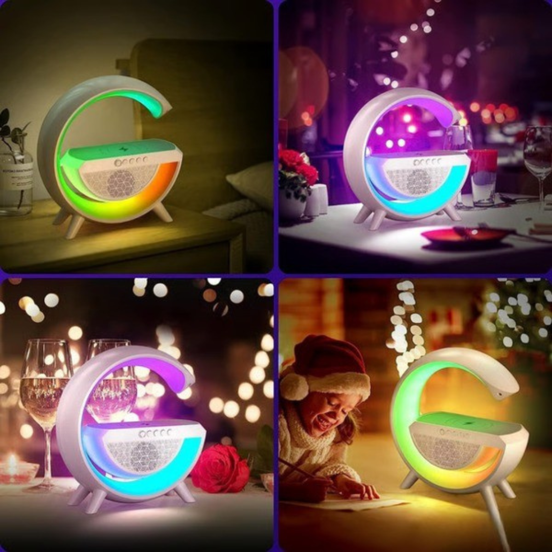 AudioGlow™ | Soloppgangsvekkeklokke, Bluetooth-høyttaler, trådløs lader, stemningsbelysning!