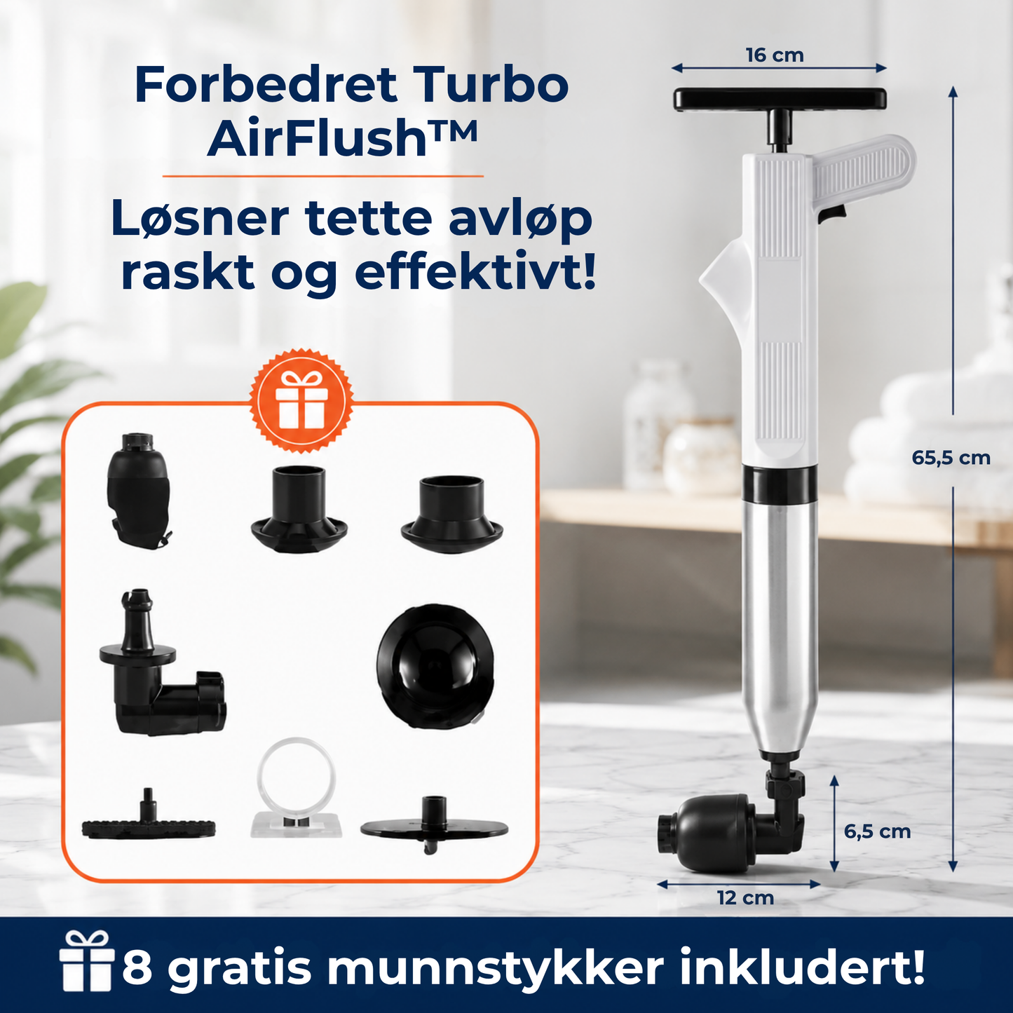 AirFlush™ | Kraftig hjelp mot tette toaletter og avløp