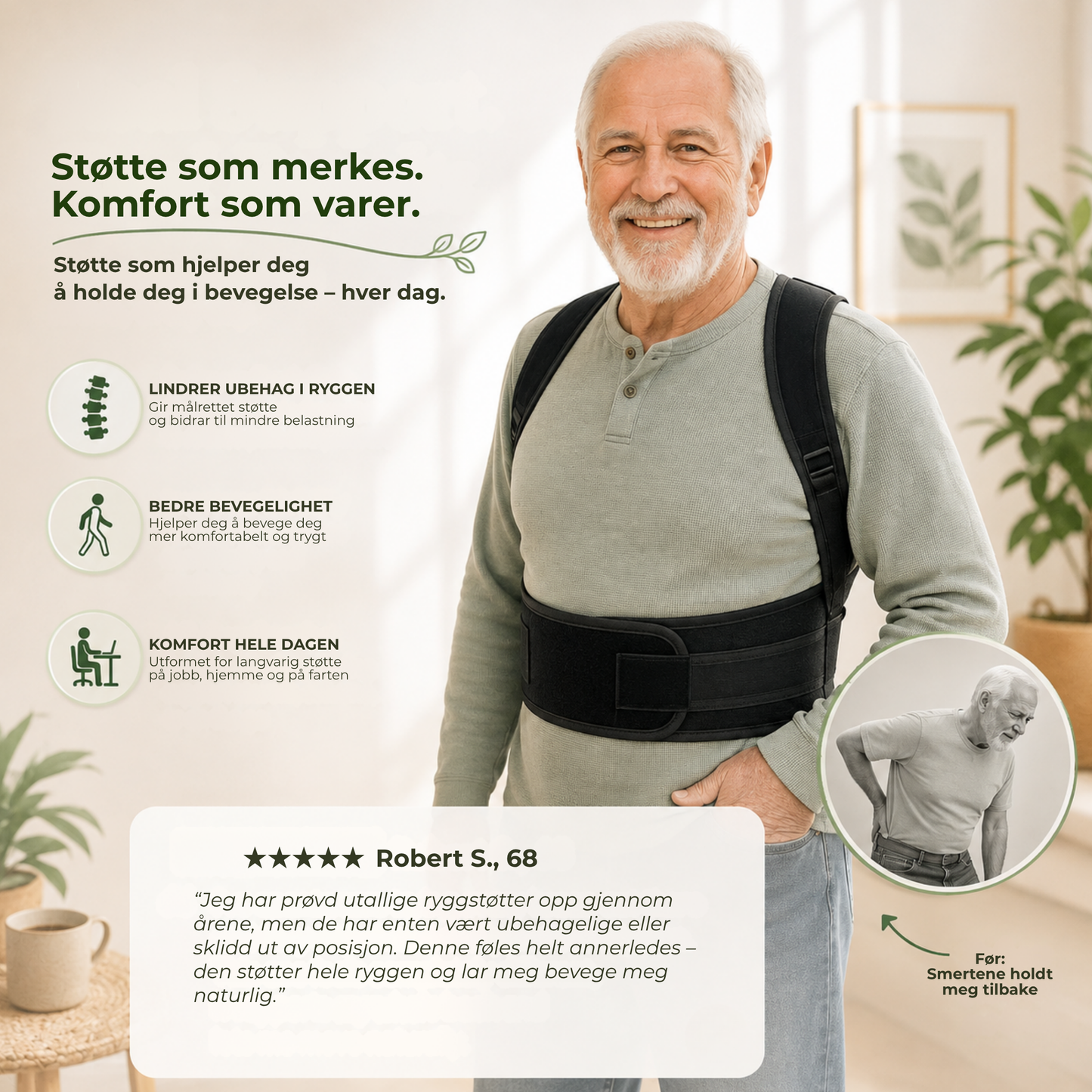 SpineSupport™ | Justerbar ryggstøtte for bedre holdning