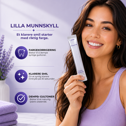 VioletSmile™ | Lilla munnskyll for et visuelt lysere smil på 30 sekunder