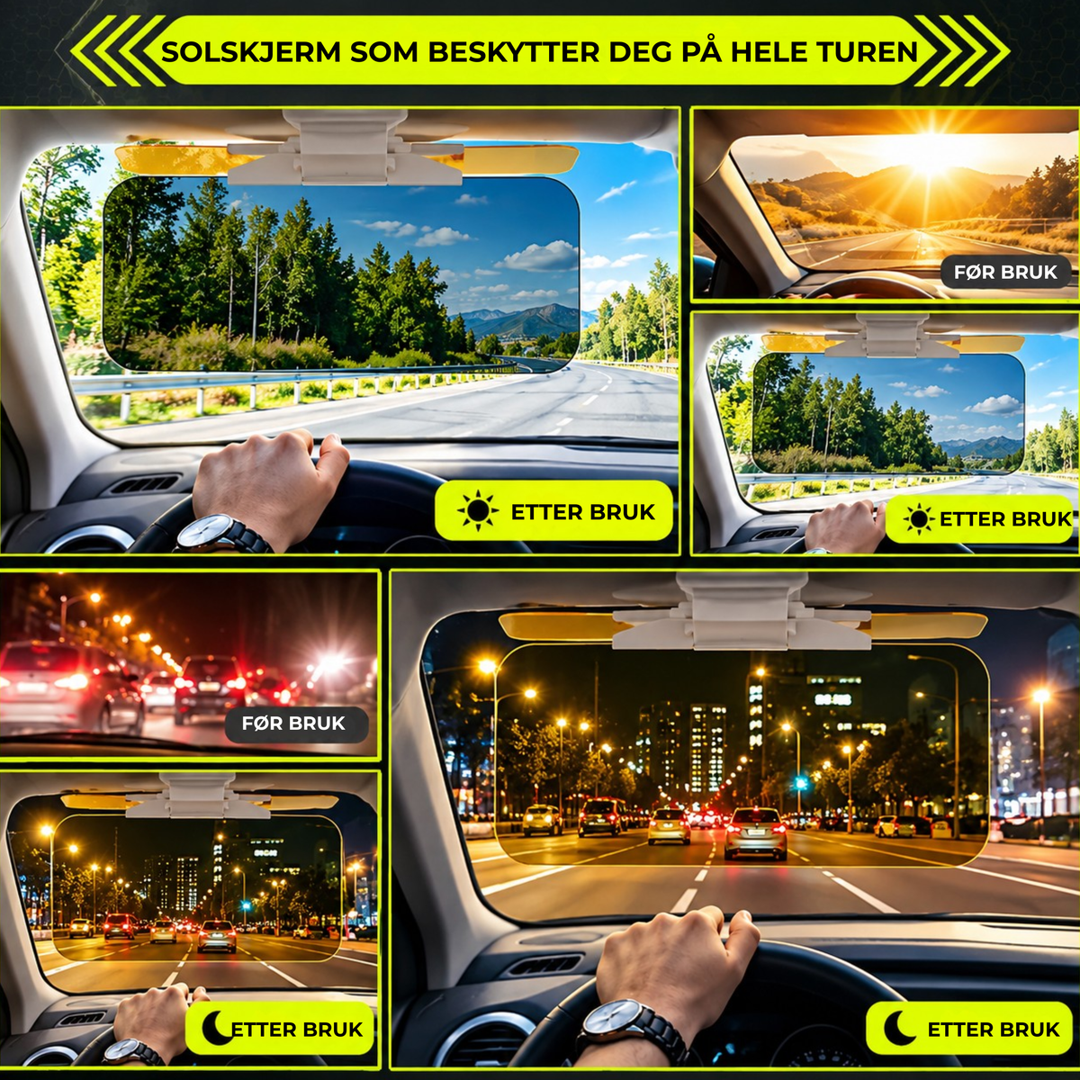 DriveShade Clip™ | Mindre blending – bedre sikt bak rattet