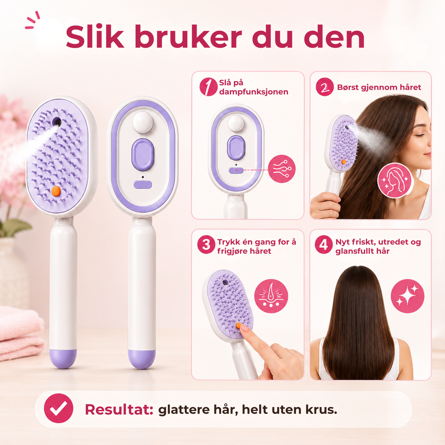 MistBørste™ | Elektrisk hårbørste med fin spraytåke