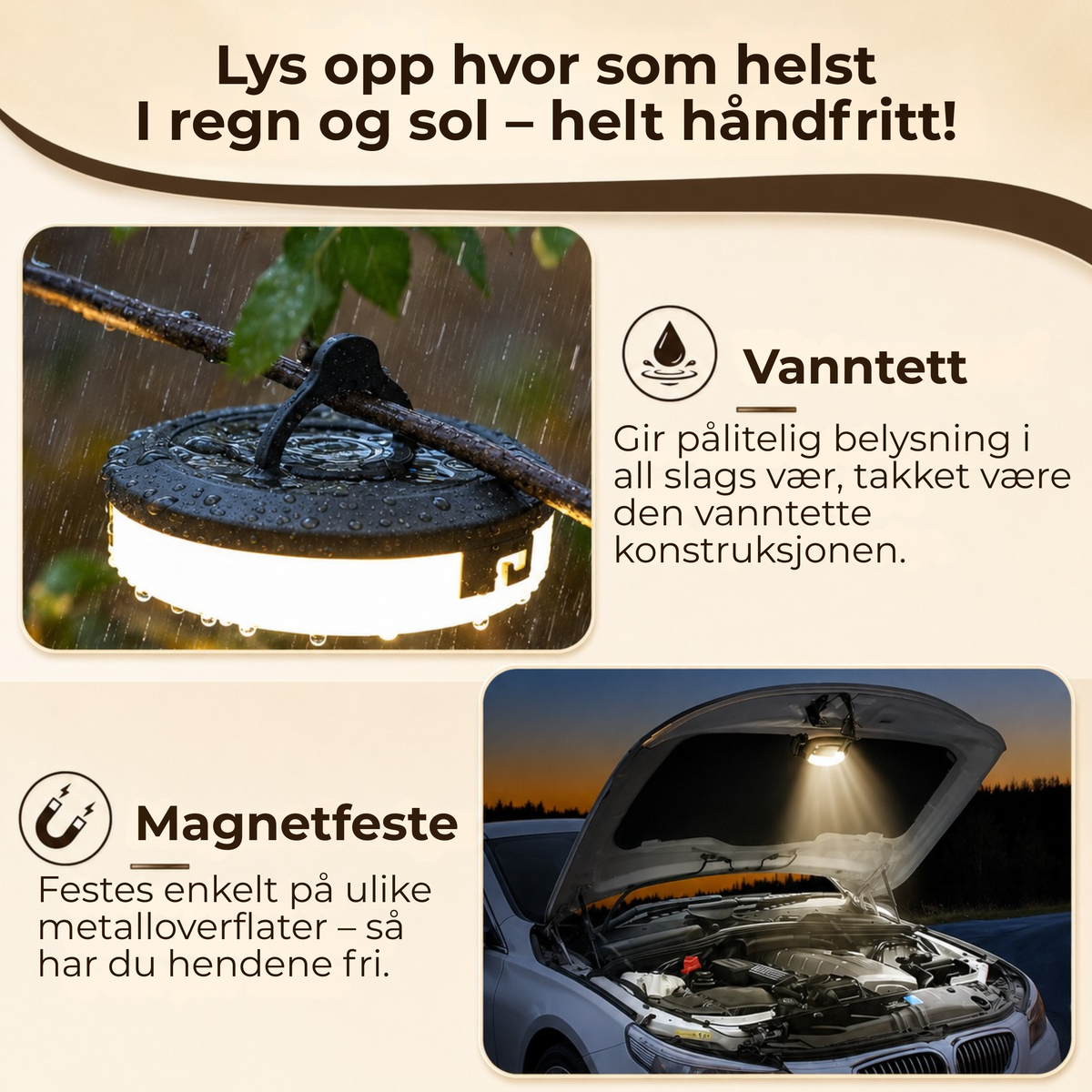 StringGlow™ | Campinglys med uttrekkbar lyslenke