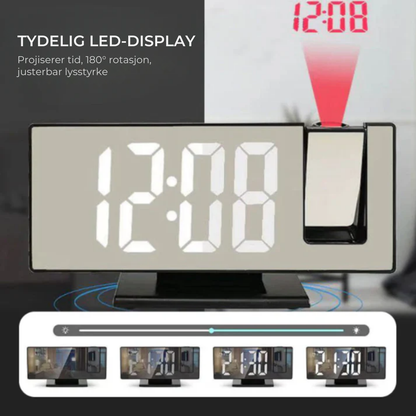 TidGlow™ | Start dagen smartere – LED-projeksjonsvekkerklokke for perfekt timing