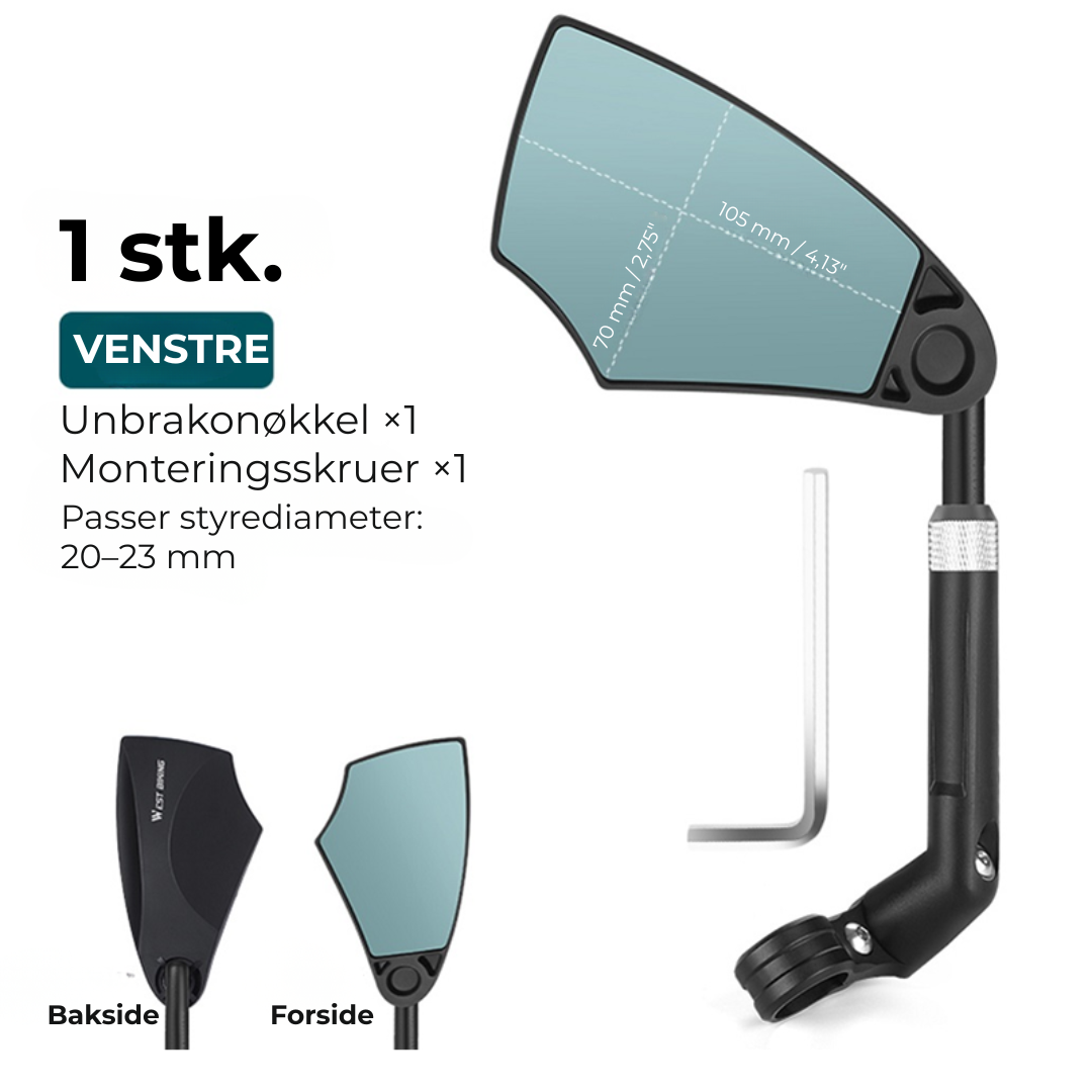 RideView™ | 360° Justerbart Bakspeil for Sykkelstyre