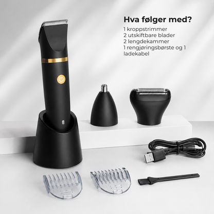 GroomMate™ | Vanntett 3-i-1 barbermaskin for hele kroppen