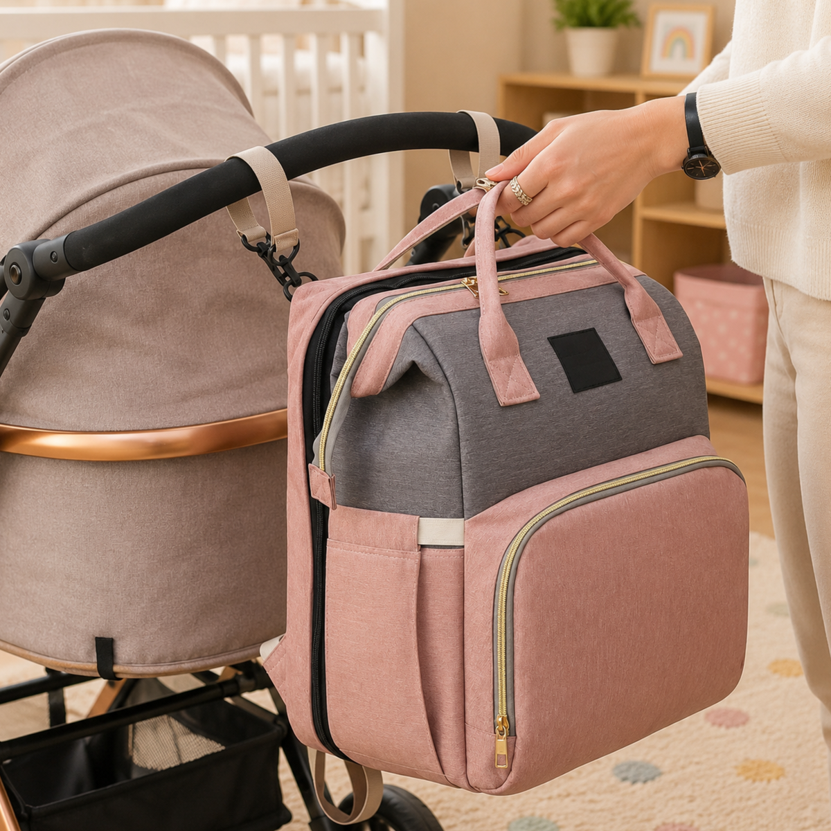 ParentPack™ | Babyryggsekk med utfellbar stelleplass