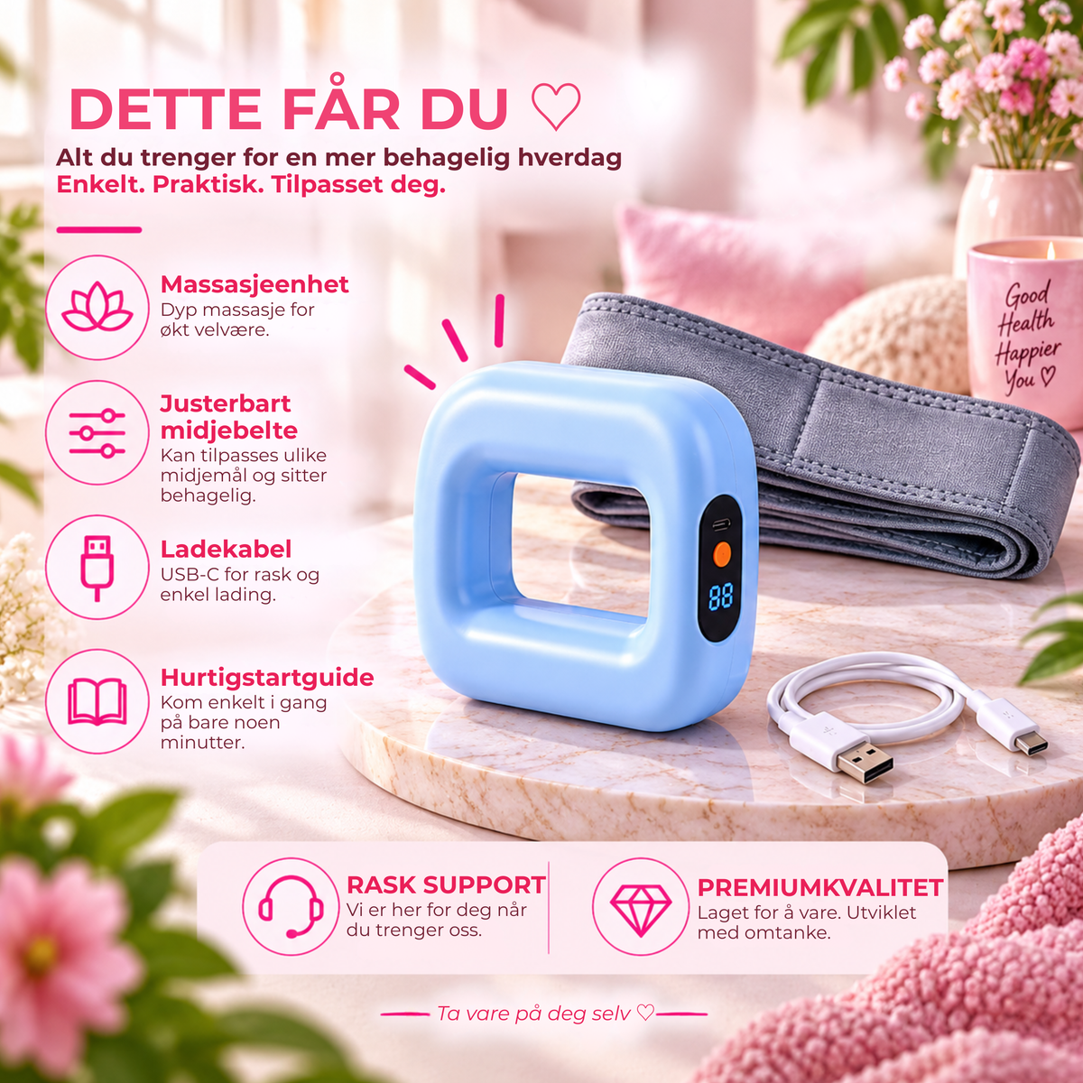 PulseBelt™ | Målrettet vibrasjonsmassasje når kroppen føles stram