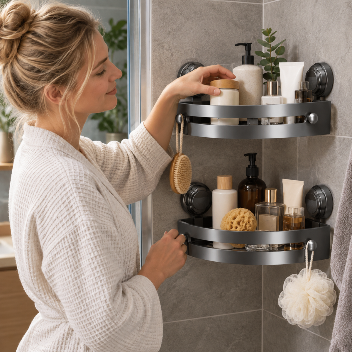 TwistLock Shelf™ | Få flaskene bort fra dusjgulvet – uten boring