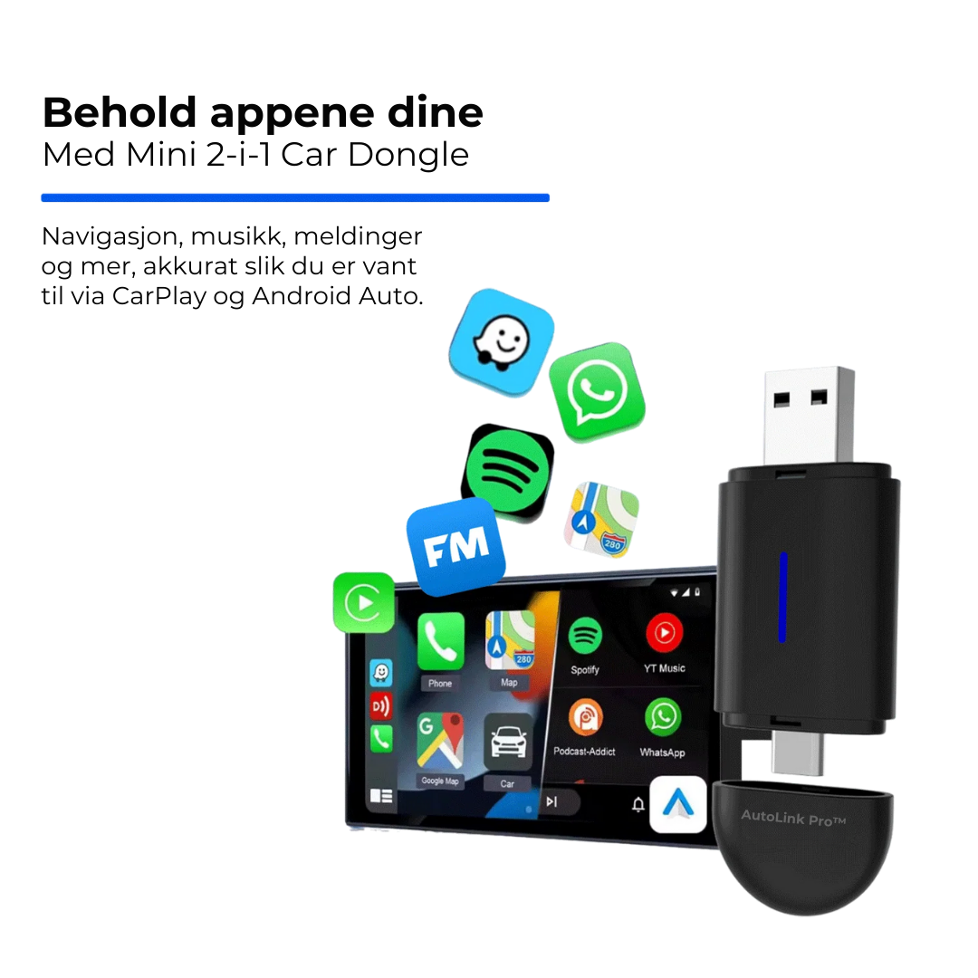 AutoLink Pro™ | Trådløs CarPlay & Android Auto Adapter for iPhone & Android