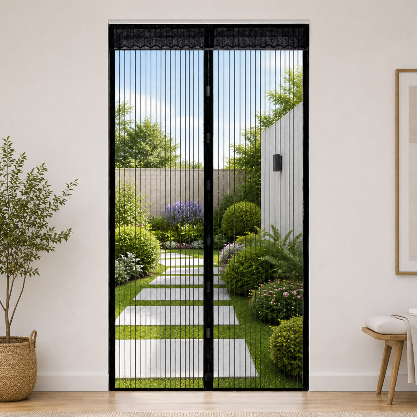 MagnetMesh™ | Sommergardin med magnetisk myggnett