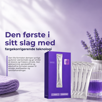 VioletSmile™ | Lilla munnskyll for et visuelt lysere smil på 30 sekunder