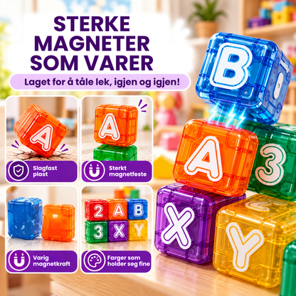 Klakk | Magnetiske byggeklosser med bokstaver og tall for barn