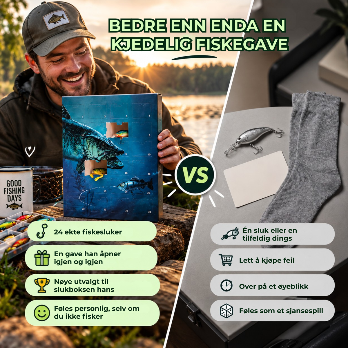 FiskeGavekalender™ | 24 overraskelser for den som elsker å fiske