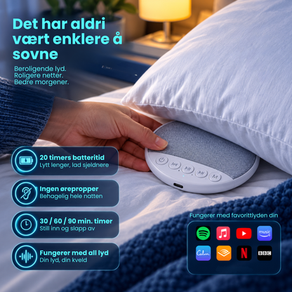 PillowSound™ | Lytt til favorittlyden din i sengen, uten ørepropper