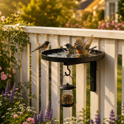 BirdBasin™ | Veggmontert fuglebad med opphengskrok