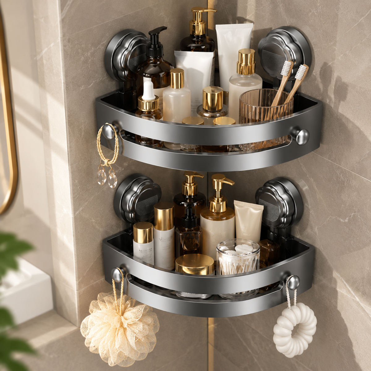 TwistLock Shelf™ | Få flaskene bort fra dusjgulvet – uten boring