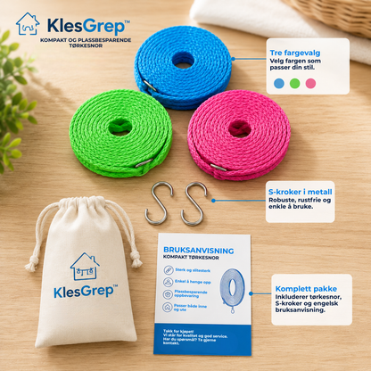KlesGrep™ | Vindtett og sklisikker klessnor