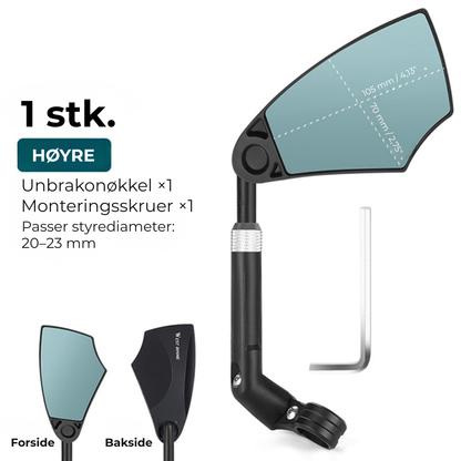 RideView™ | 360° Justerbart Bakspeil for Sykkelstyre