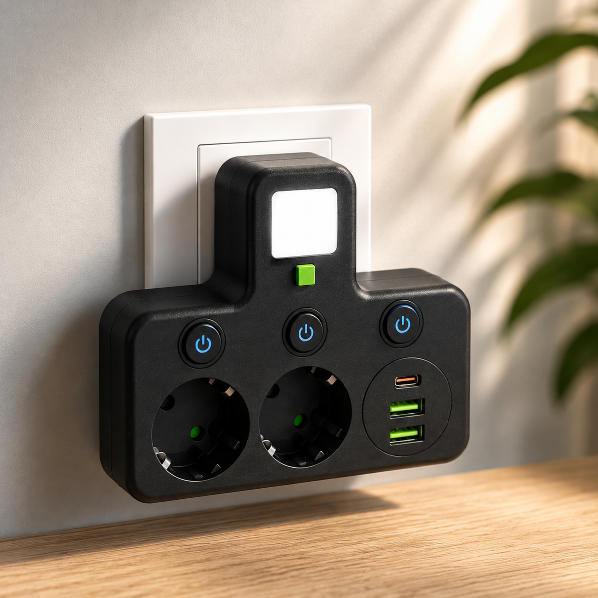 PowerHub™ | Flere stikkontakter og USB-lading på ett sted