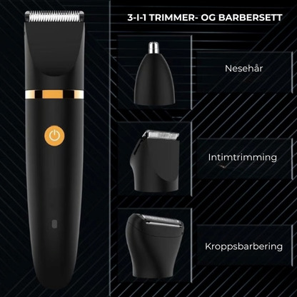 GroomMate™ | Vanntett 3-i-1 barbermaskin for hele kroppen