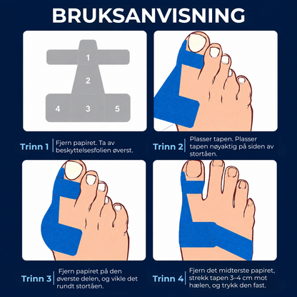 AlignTape™ | Ferdigklippet elastisk kinesiologitape for støtte ved hallux valgus