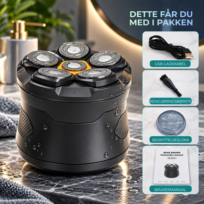 FlexHead Shaver™ | Jevn og enkel barbering av hele hodet med 6 fleksible barberhoder
